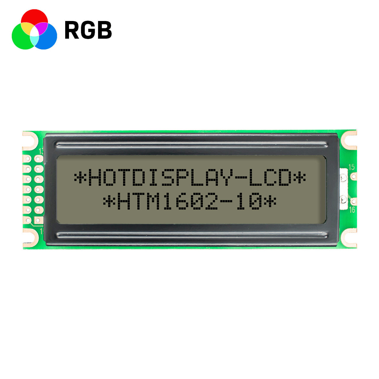 Character LCD module monochrome display 16x2 characters FSTN+ with RGB yellow, green and blue backlight-Arduino
