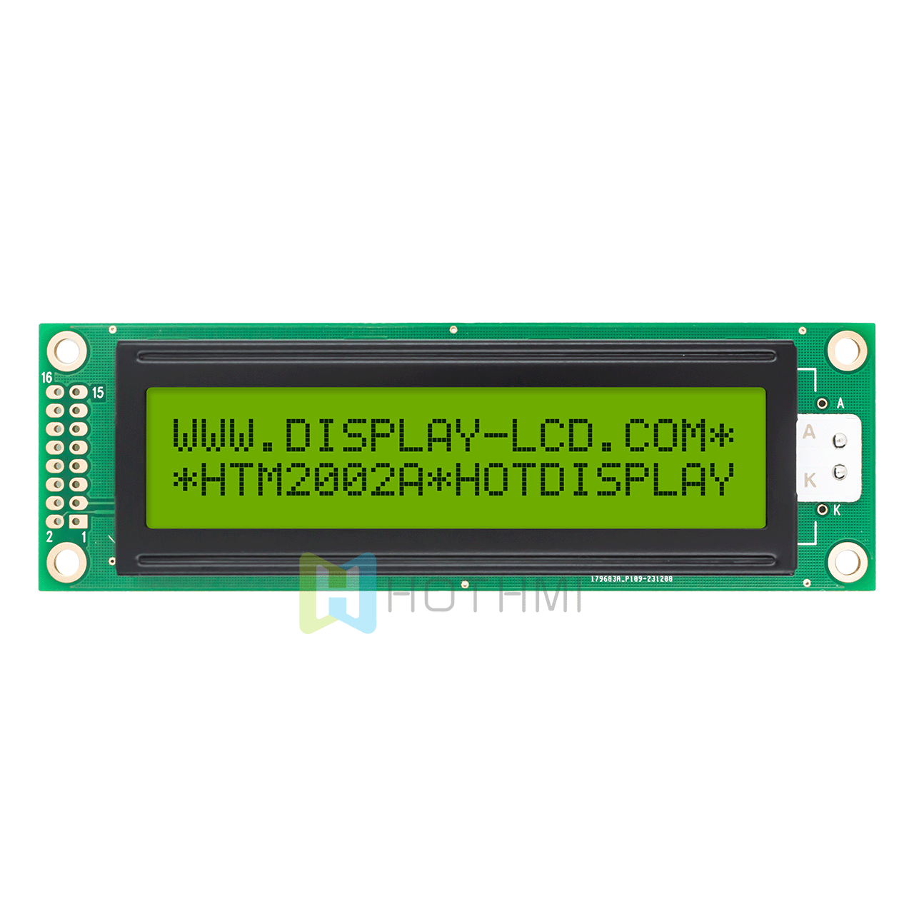 character LCD Module|Arduino | 2X20 STN monochrome yellow/green display with yellow/green backlight | 5.0V