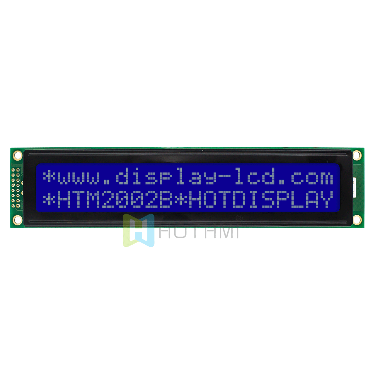 character LCD module/20X2 monochrome STN blue negative display/white backlight/white text on blue background/ST7066U controller