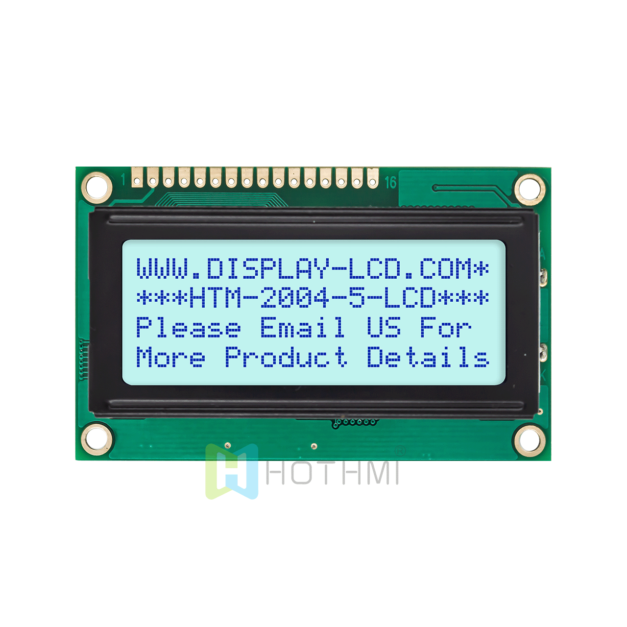4X20 character LCD module/ monochrome 5.0v/STN positive display/white backlight/Arduino/transflective LCD display/grey background with blue characters