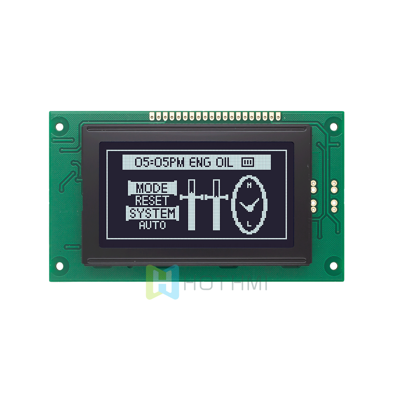 3.2"128X64 monochrome graphic LCD module | with white backlight | DFSTN(-) | MCU interface | Arduino | black background with white graphics | KS0107+KS0108 or compatible
