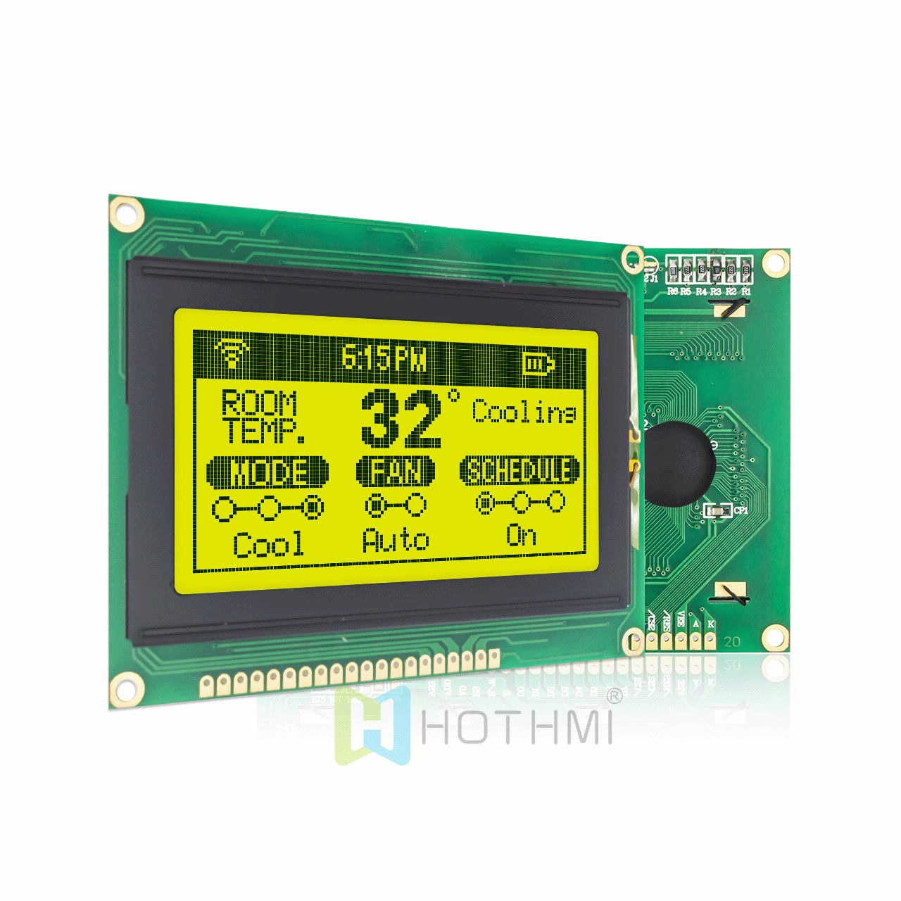 3.2"yellow-green graphic display/128x64 graphic LCD module/STN positive yellow-green backlight/KS0108