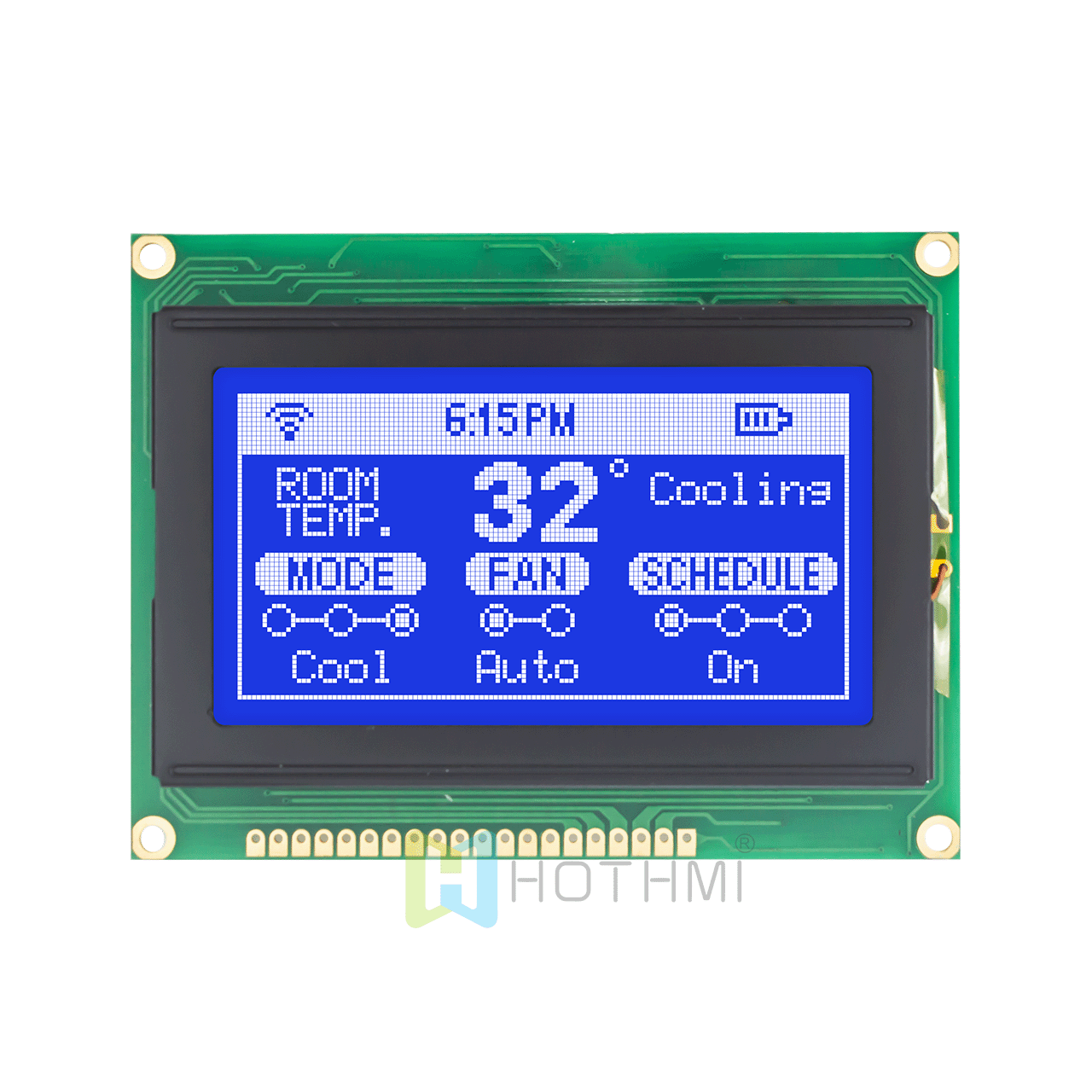 3.2"128X64 graphic LCD module/STN negative display/blue background white pixel display/white backlight/KS0107+KS0108 or compatible/transmissive polarizer