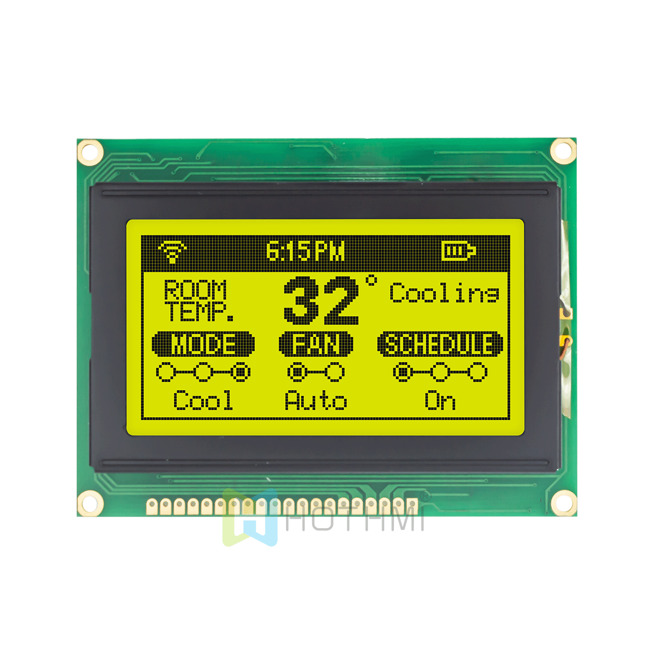 128 x 64 Graphic LCD Module | STN+ With Yellow-Green Backlight