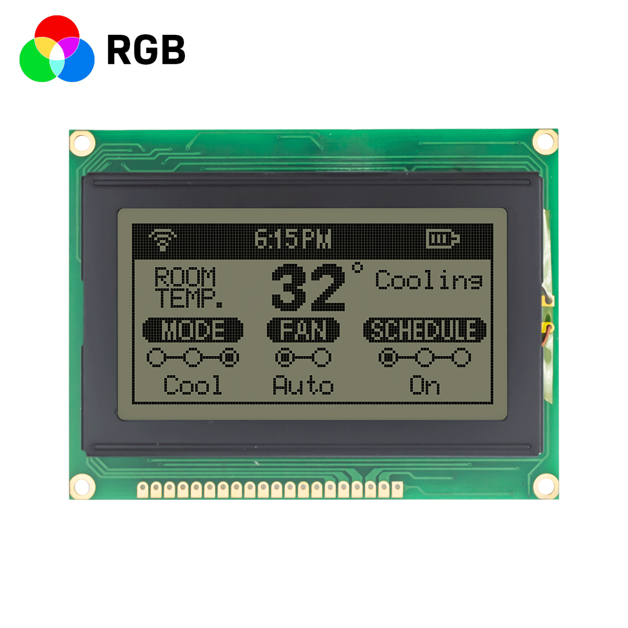 3.2"128x64 mode/graphic COB LCD module/FSTN positive display/KS0107+KS0108 or compatible