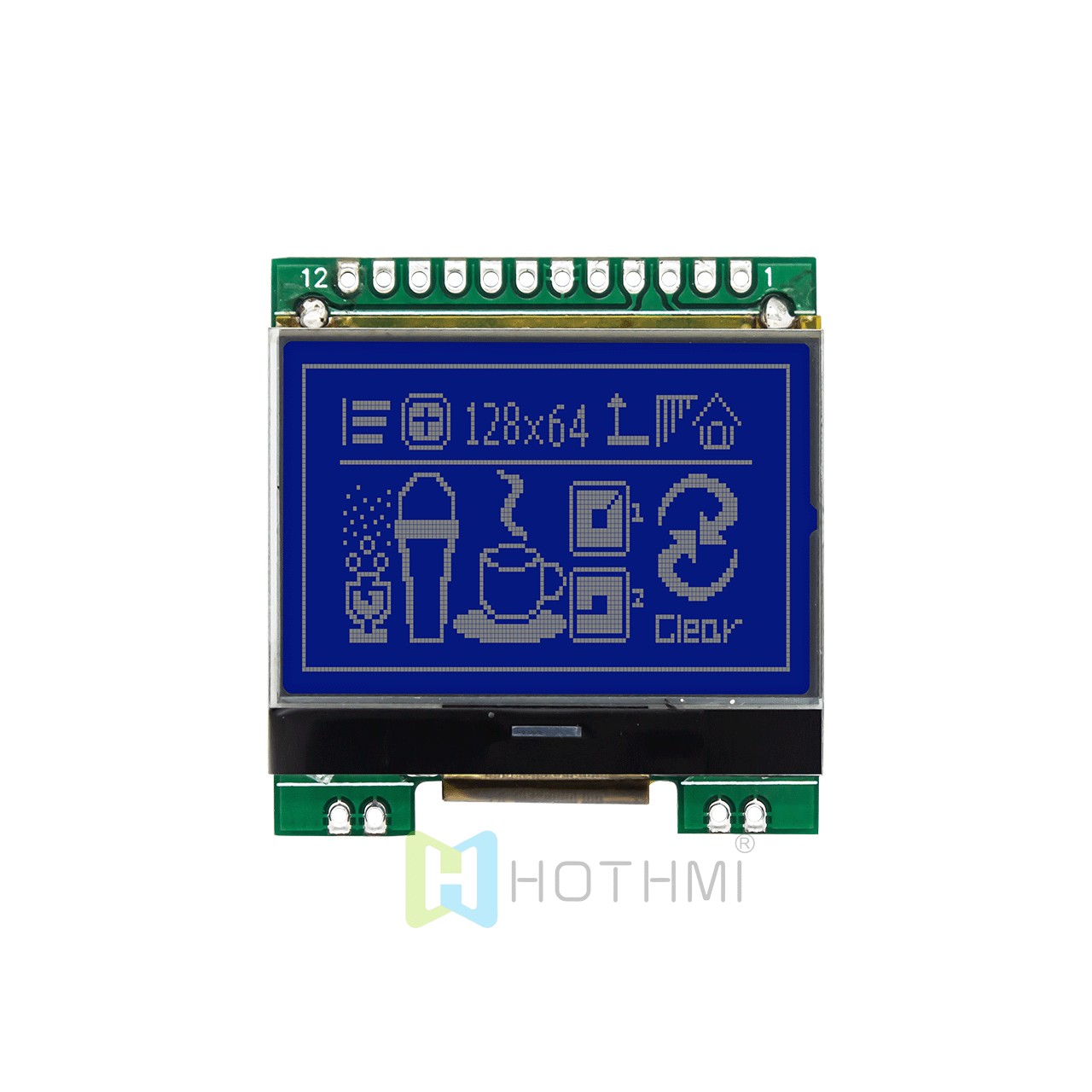 1.7" LCD screen/128x64 graphic dot matrix module/blue background with white characters/ST7567/SPI
