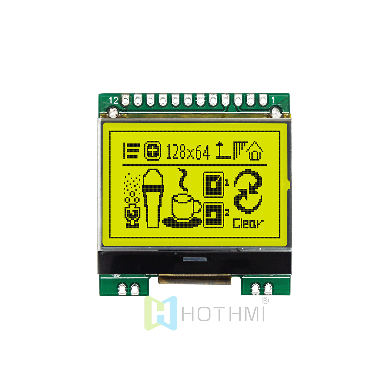 128x64 Yellow-green backlight graphic LCD module/graphic COB module/1.7-inch graphic LCD display/ST7567 controller/SPI