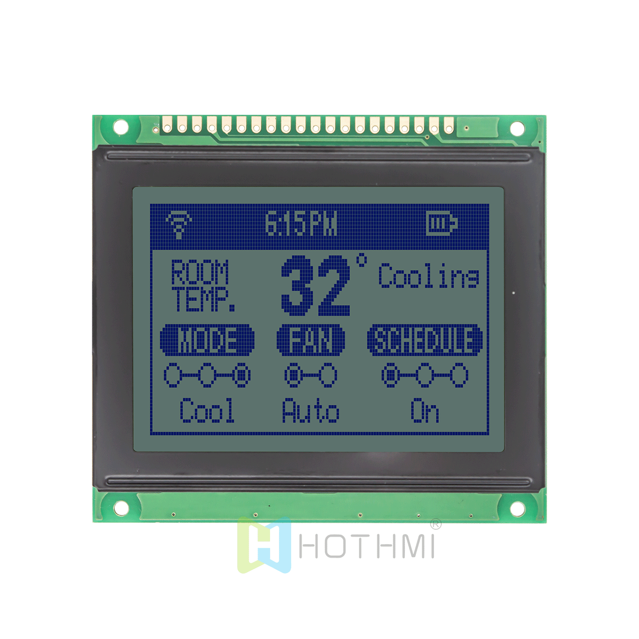 3.0" LCD display | 128x64 Graphic dot matrix display | Compatible with KS0108 | Blue text on gray background | Arduino