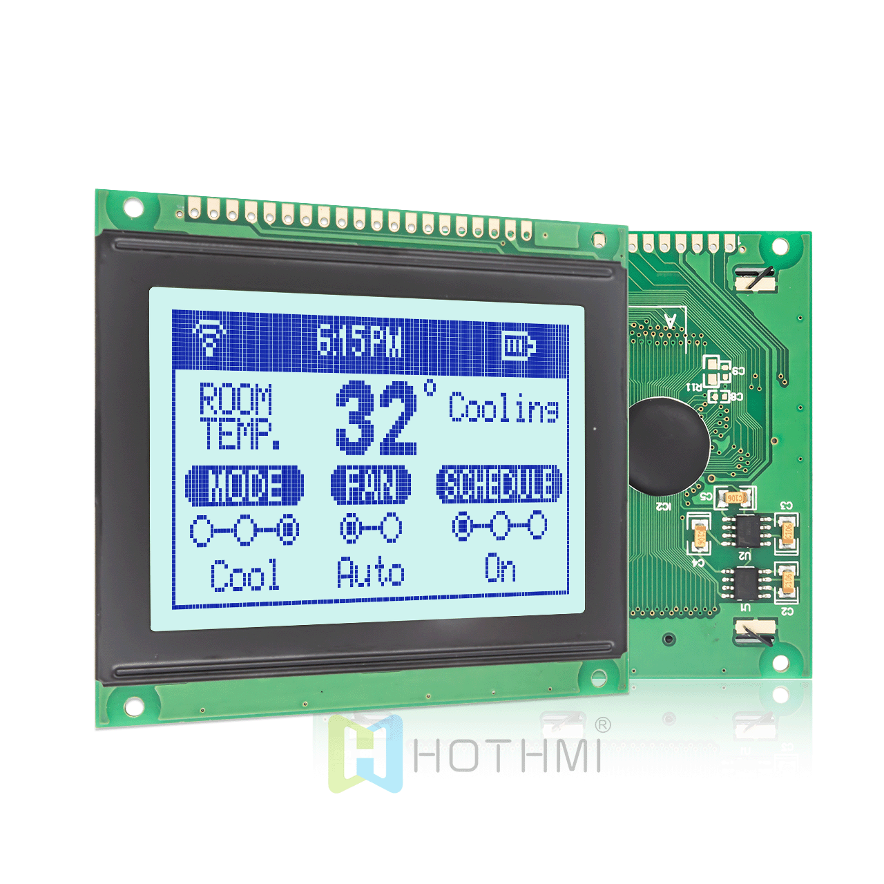 3.0" LCD display | 128x64 Graphic dot matrix display | Compatible with KS0108 | Blue text on gray background | Arduino