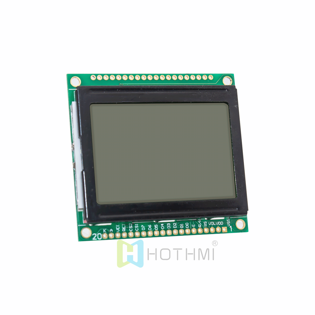 2-inch display module | 128 x 64 graphic LCD COB module | KS108 | FSTN positive display | White background with gray text