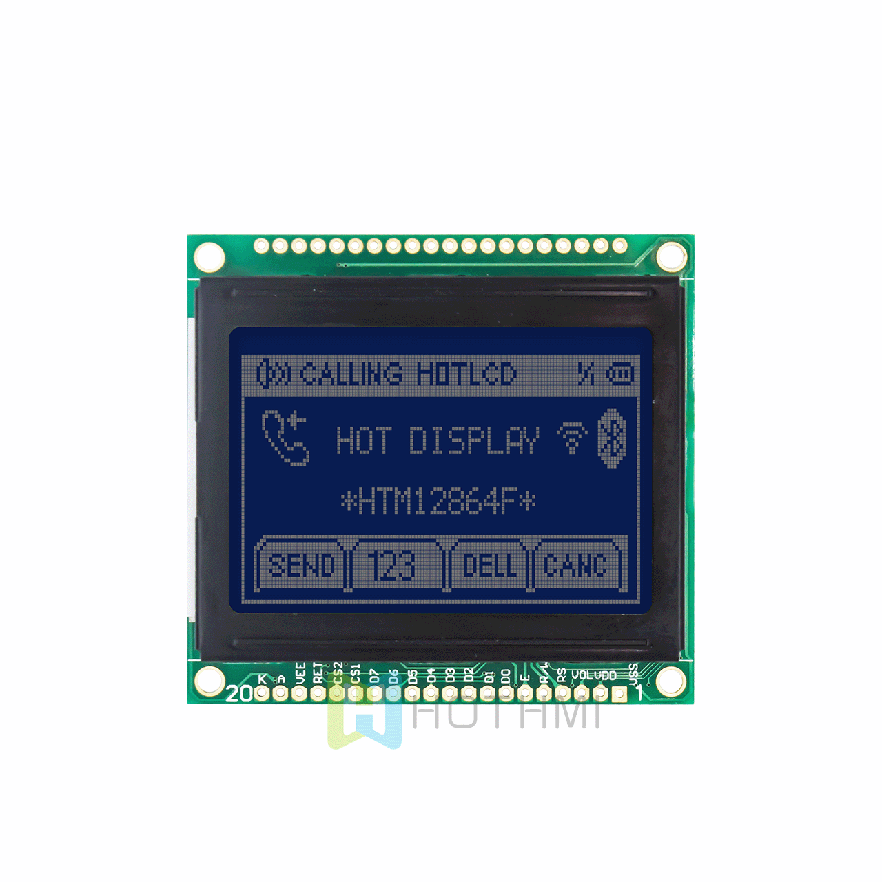 2 inch 128x64 graphic LCD LCM/white characters on blue background/multiple language fonts/STN- /MCU interface /5.0V