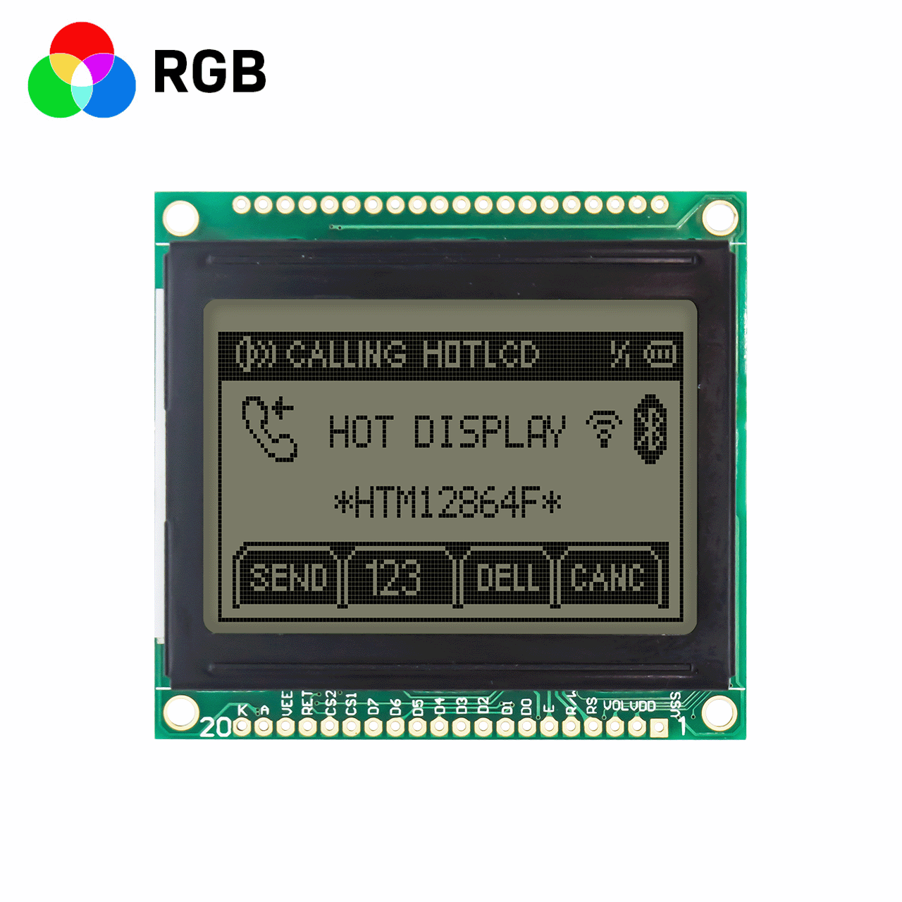2" Graphic Transmissive LCD | 128X64 Graphic LCD Module | FSTN+ | RGB | Arduino