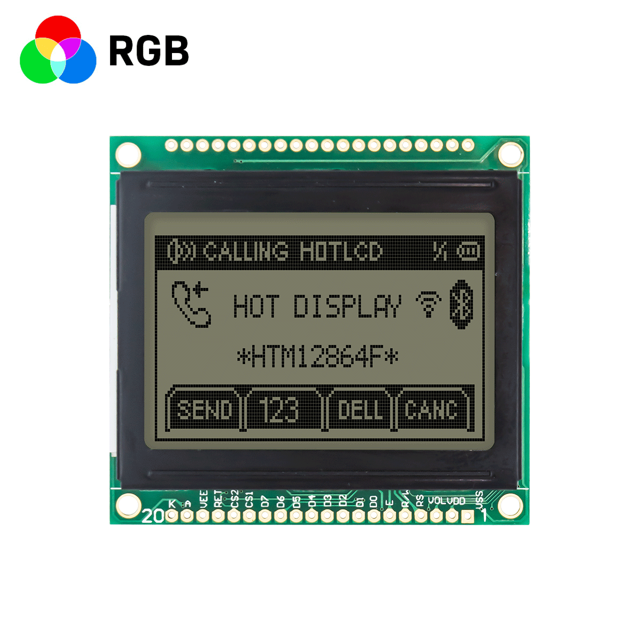 2" Graphic Transmissive LCD | 128X64 Graphic LCD Module | FSTN+ | RGB | Arduino