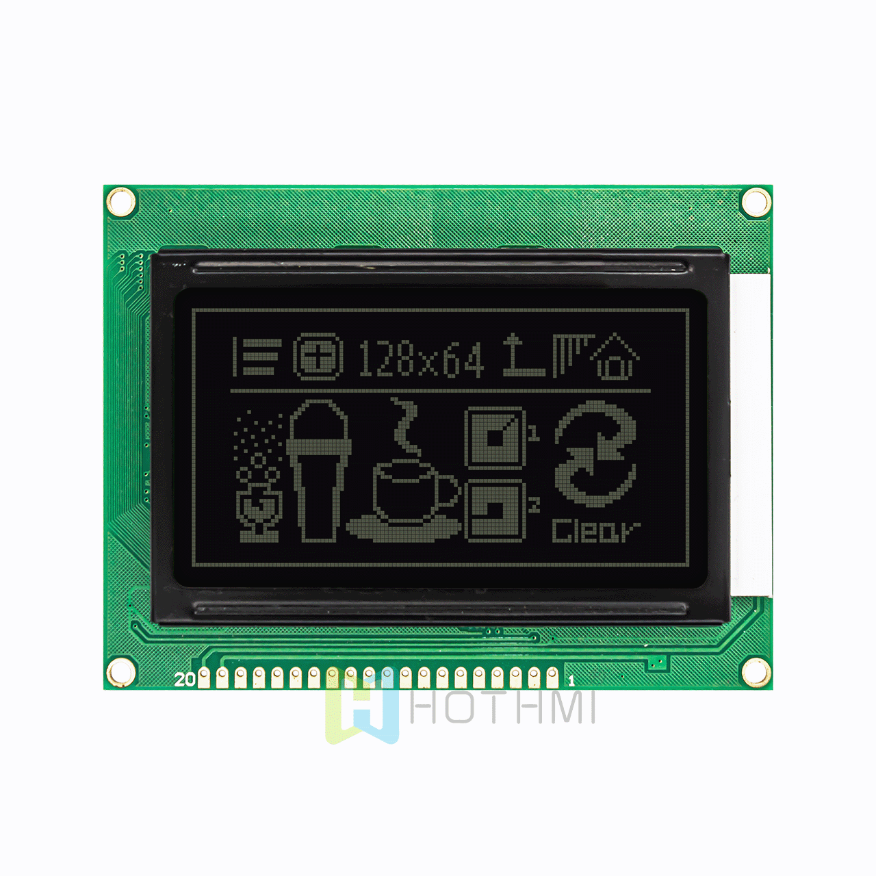 3.2 inch Black 128x64 Graphic LCD Display Module | DFSTN Negative Display | ST7920 | Arduino
