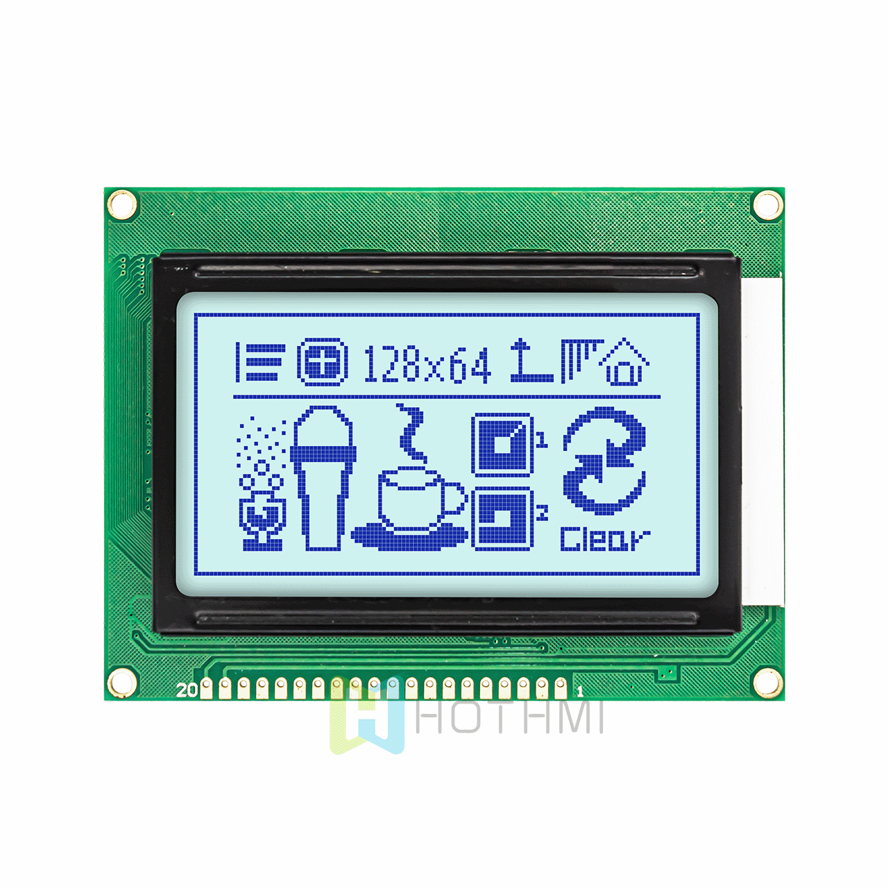 3.2 inch monochrome graphic LCD module | 128x64 graphic LCD module | ST7920 | MCU interface | for Arduino
