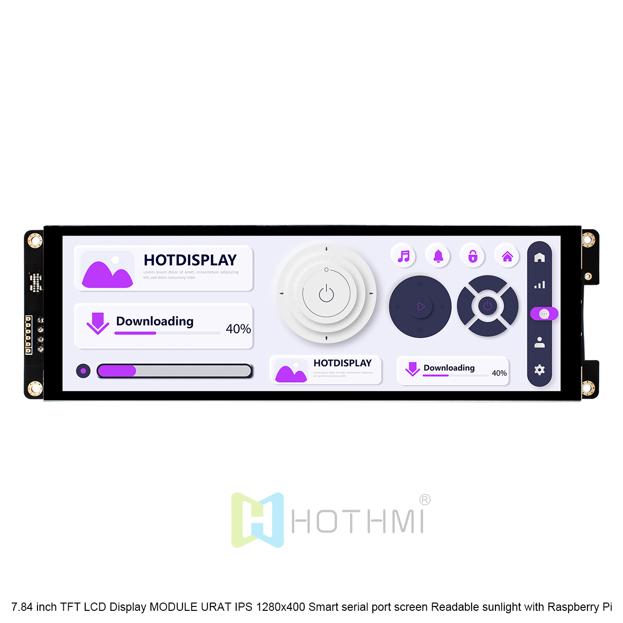 7.84 Inch TFT LCD Display Module - 1280x400 Resolution, UART Interface
