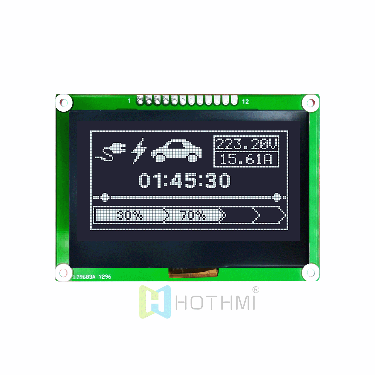 2.7-inch 128 x 64 graphic LCD module/LCM128x64 graphic dot matrix module/white text on black background/ST7567 controller