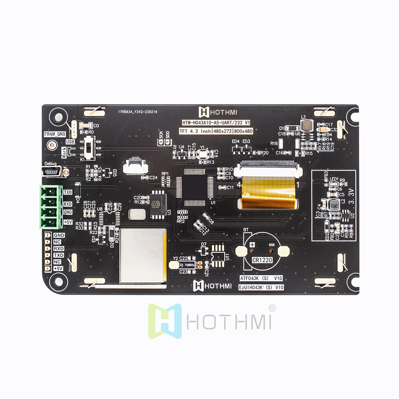 4.3-Inch 800x480 TFT LCD Module With RTP