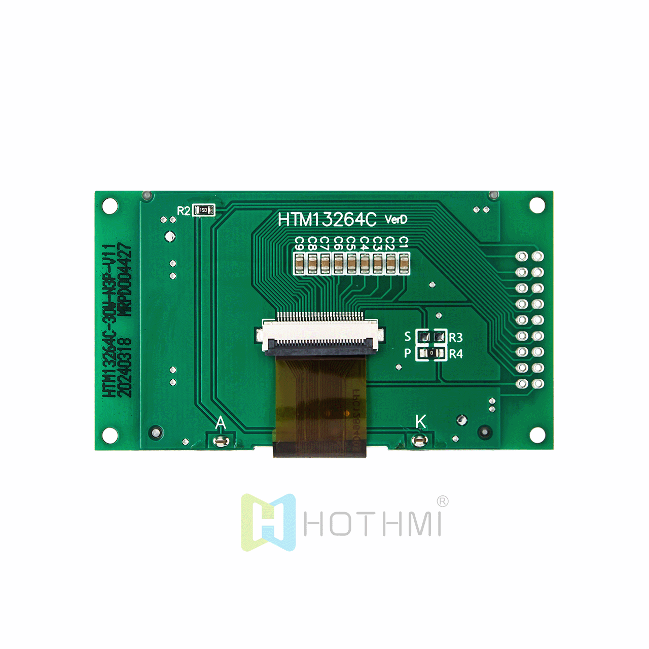 2.4 inch LCD132x64 industrial control graphic LCD screen/STN positive display yellow-green background/MCU interface