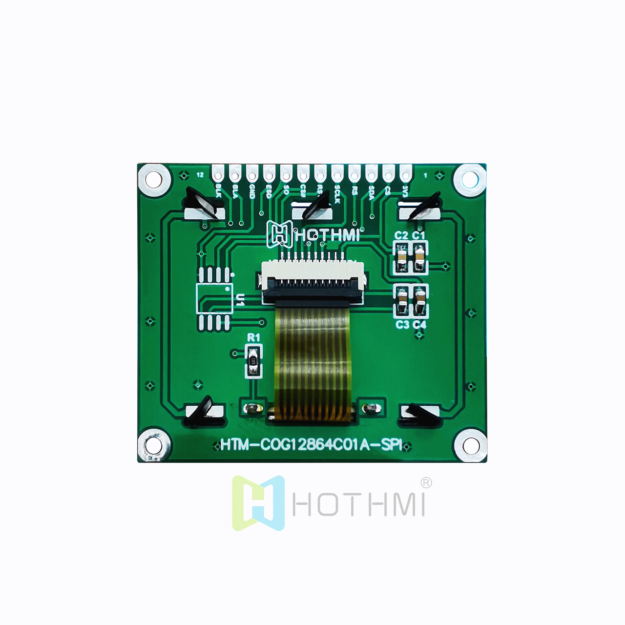 1.7 inch LCD 128x64 Graphic LCD Display | ST7567 | SPI Interface | Graphic Module Display, STN + Yellow-Green Backlight