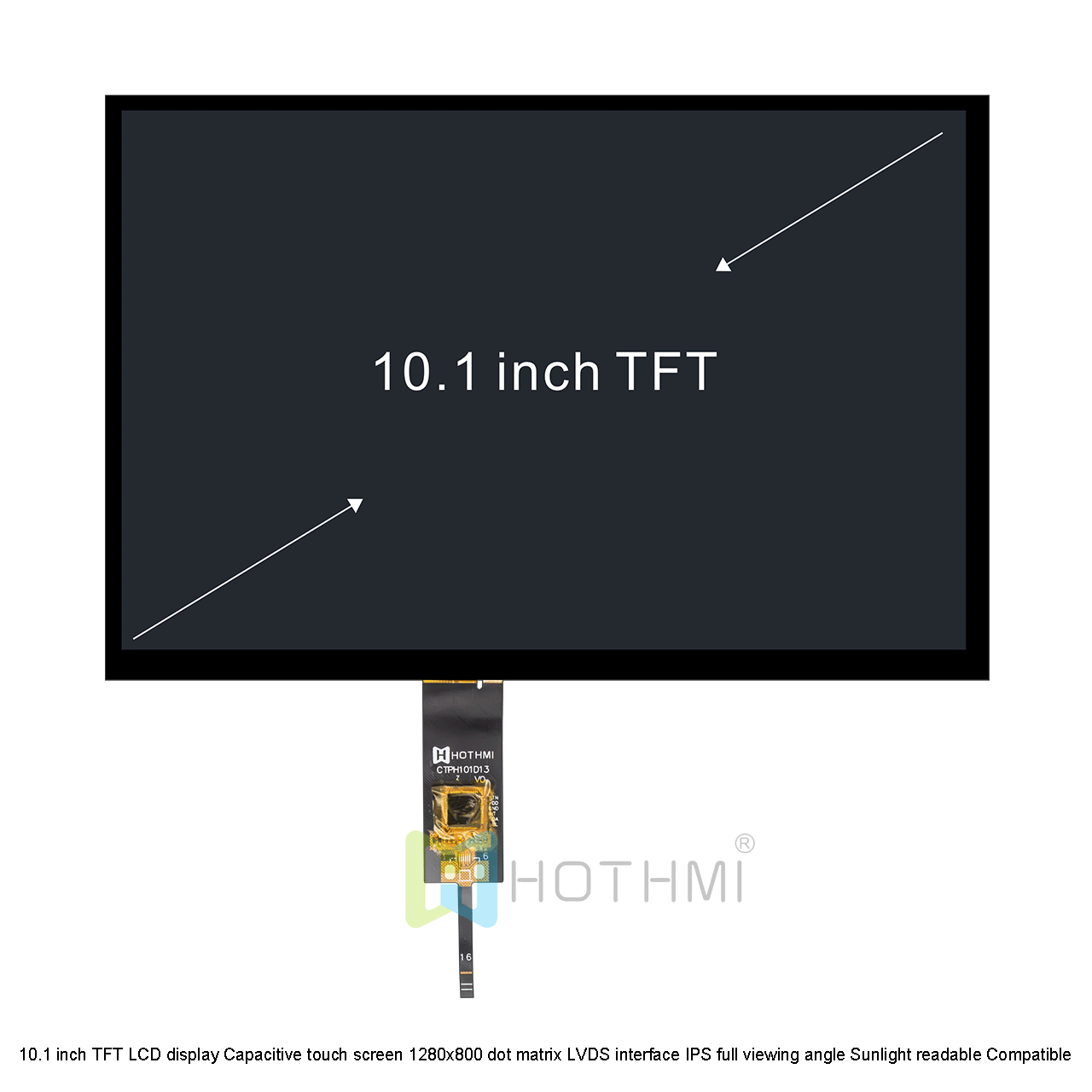 10.1 inch TFT LCD Display With PCAP |1280x800 Resolution LVDS Interface Sunlight Readable
