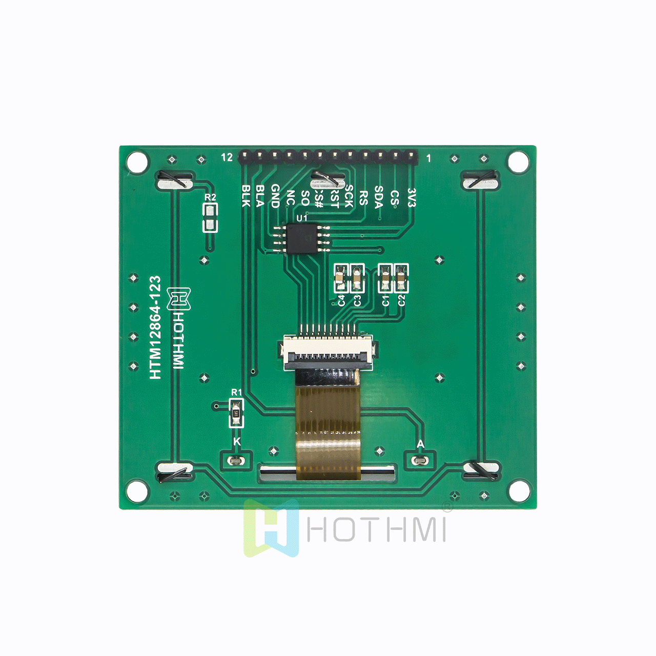 128x64 Graphic LCD Display Module | 3-inch Graphic LCD Display Module | Gray background with blue text | STN + white backlight | Arduino