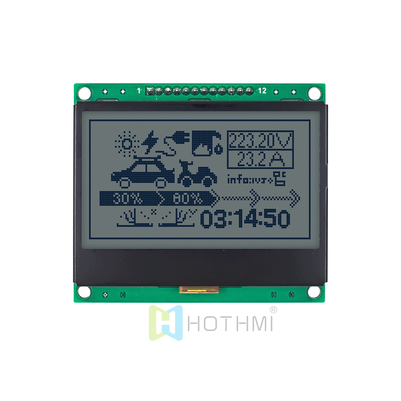 3 inch 128x64 Graphic LCD Display Module | 3.3V | STN + Yellow-Green Backlight | Arduino
