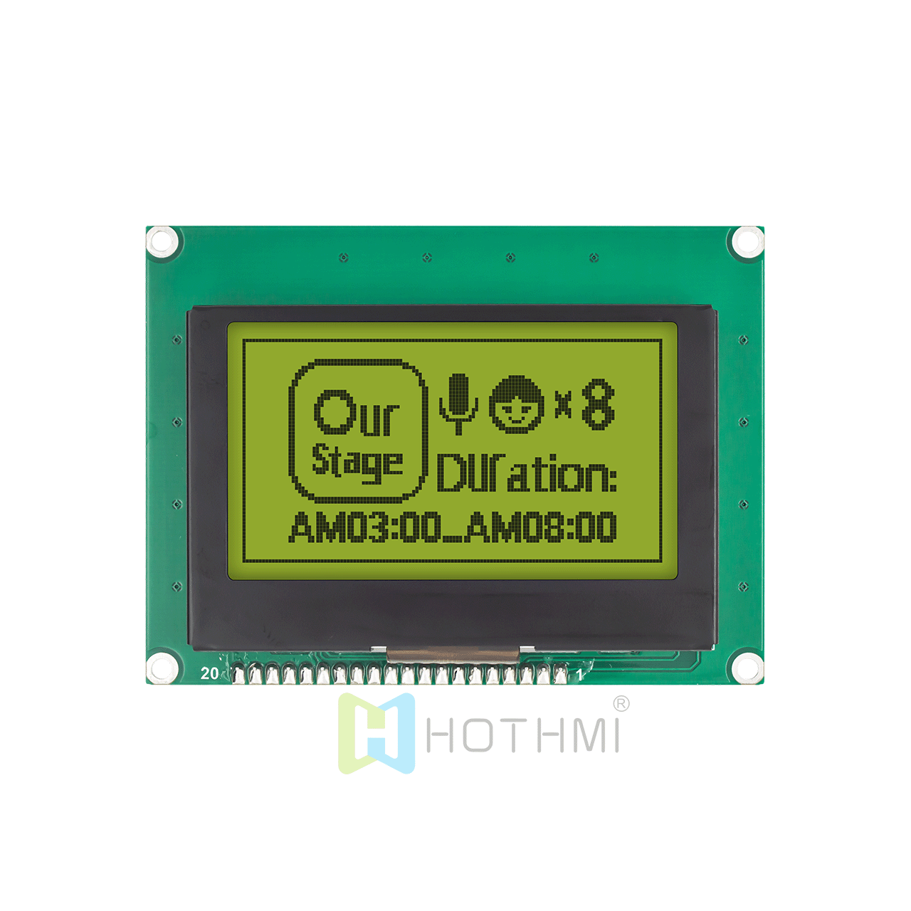 128x64 Graphic LCD Display Module | STN+Yellow-Green Backlight 