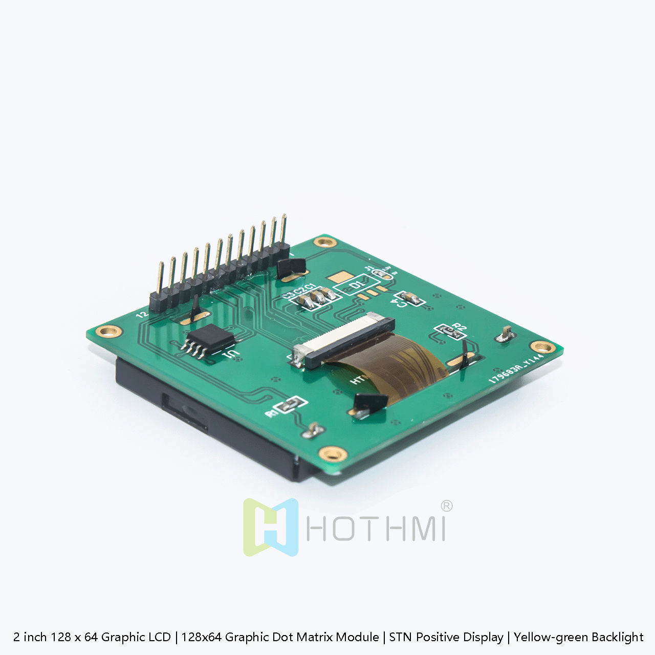 2 inch 128 x 64 Graphic LCD | 128x64 Graphic Dot Matrix Module | STN Positive Display | Yellow-green Backlight
