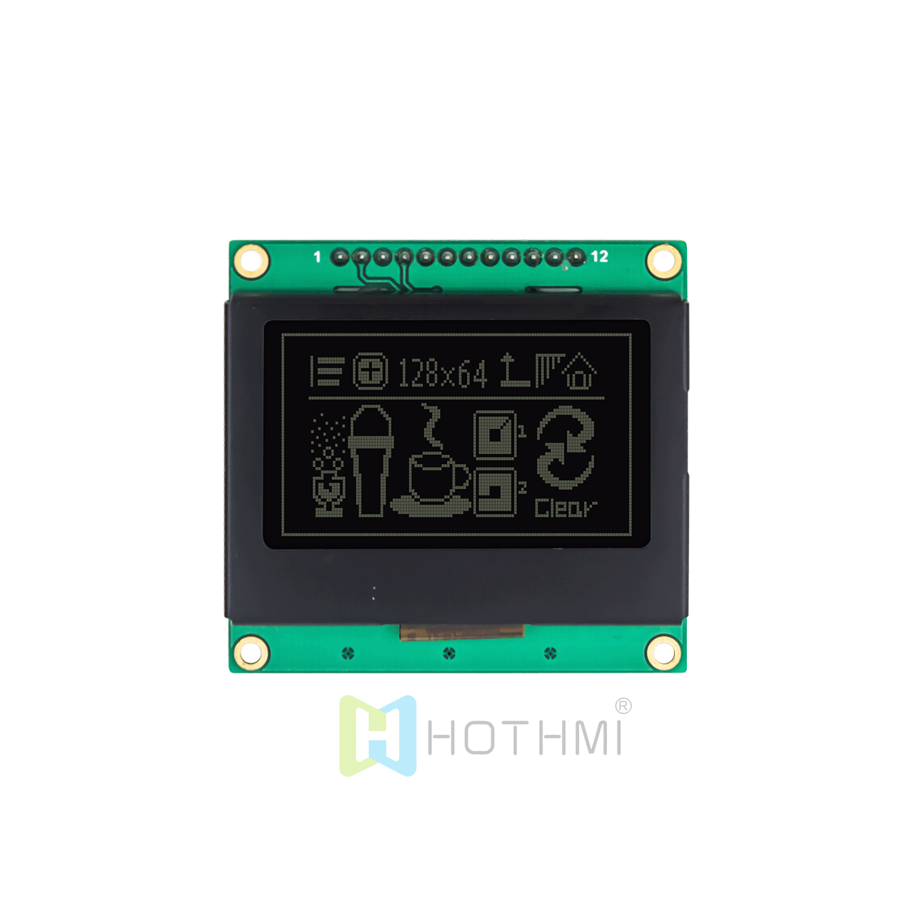 2 inch 128 x 64 LCD Graphic LCD Module | White Backlight | ST7567 SPI | DFSTN Negative Display | Black Background White Characters