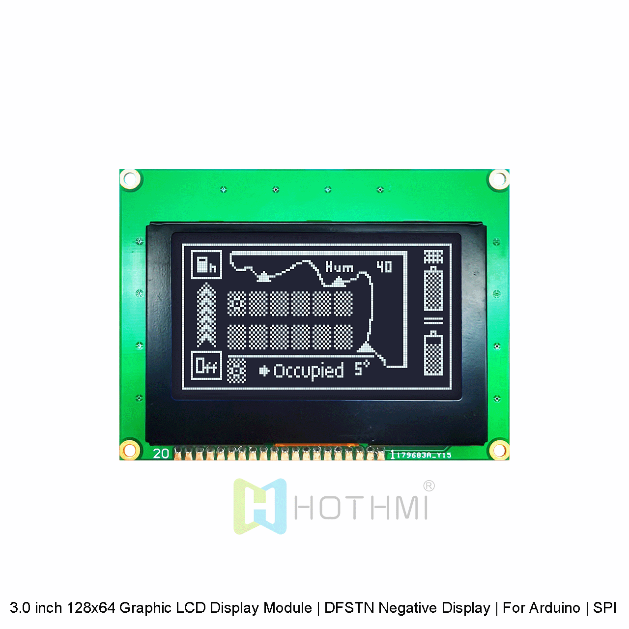 3.0 Inch 128x64 Graphic LCD Display Module | Black Background With White Pixels