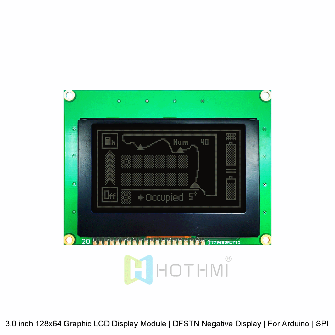 3.0 Inch 128x64 Graphic LCD Display Module | Black Background With White Pixels