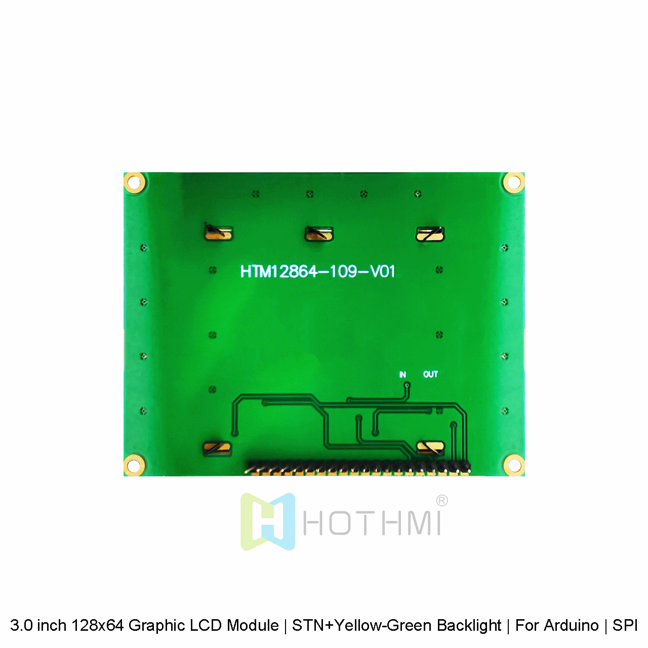 3.0 inch 128x64 Graphic LCD Module | STN+Yellow-Green Backlight | For Arduino | SPI Interface | 3.3V