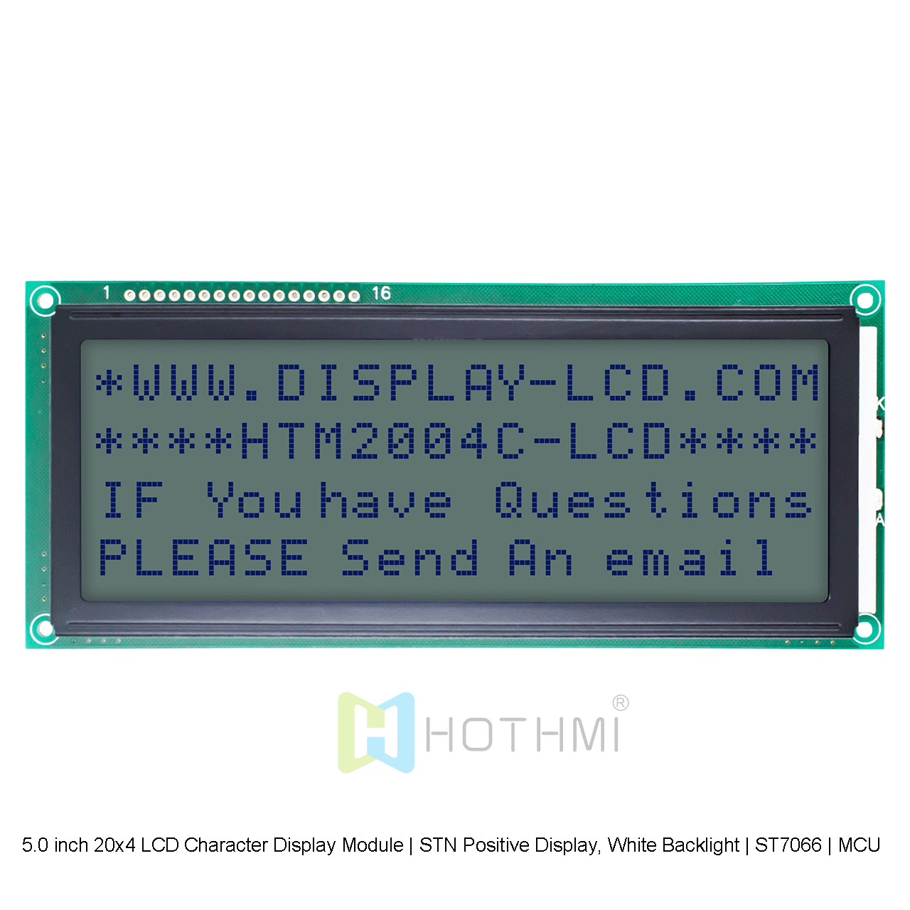 5.0 inch 20x4 LCD Character LCD Modules | STN Positive Display, White Backlight | ST7066 | MCU Interface | Gray Background with Blue Characters | For Arduino