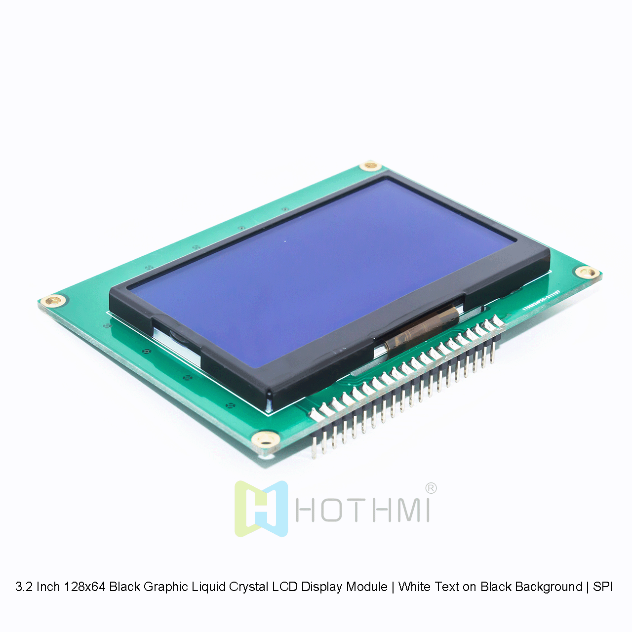 3.2 Inch 128x64 Black Graphic Liquid Crystal LCD Display Module | White Text on Black Background | SPI Interface | 3.3V