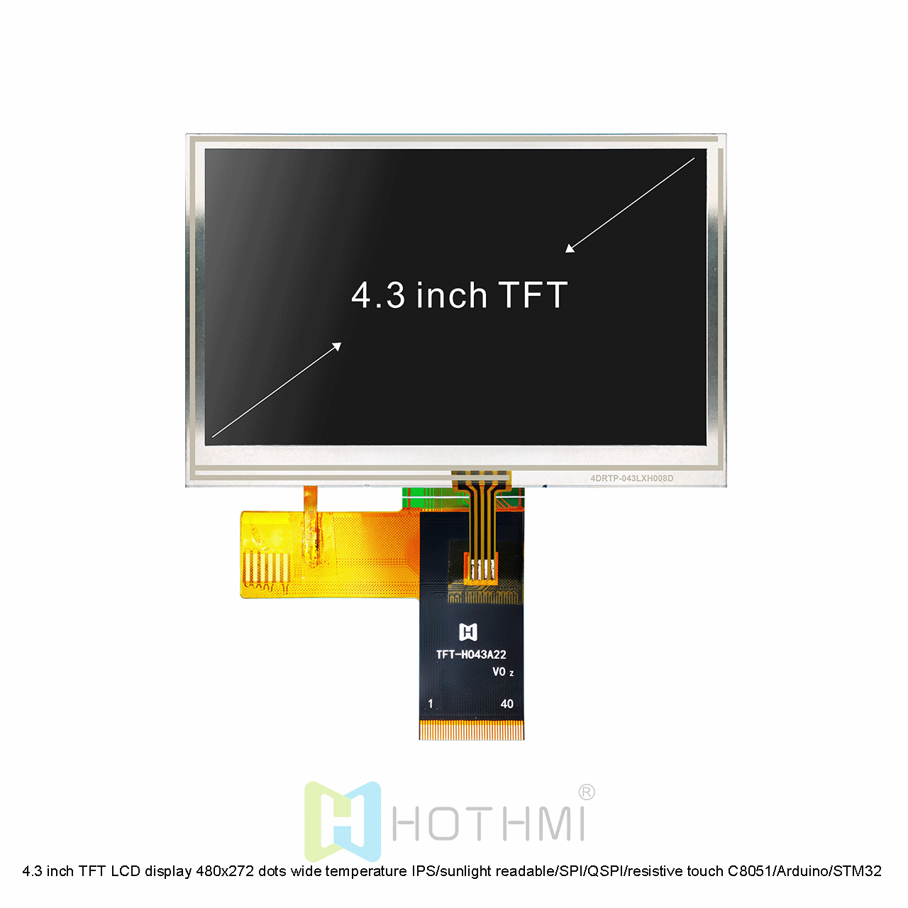 4.3 inch Resistive Touch TFT LCD Display With QSPI Interface