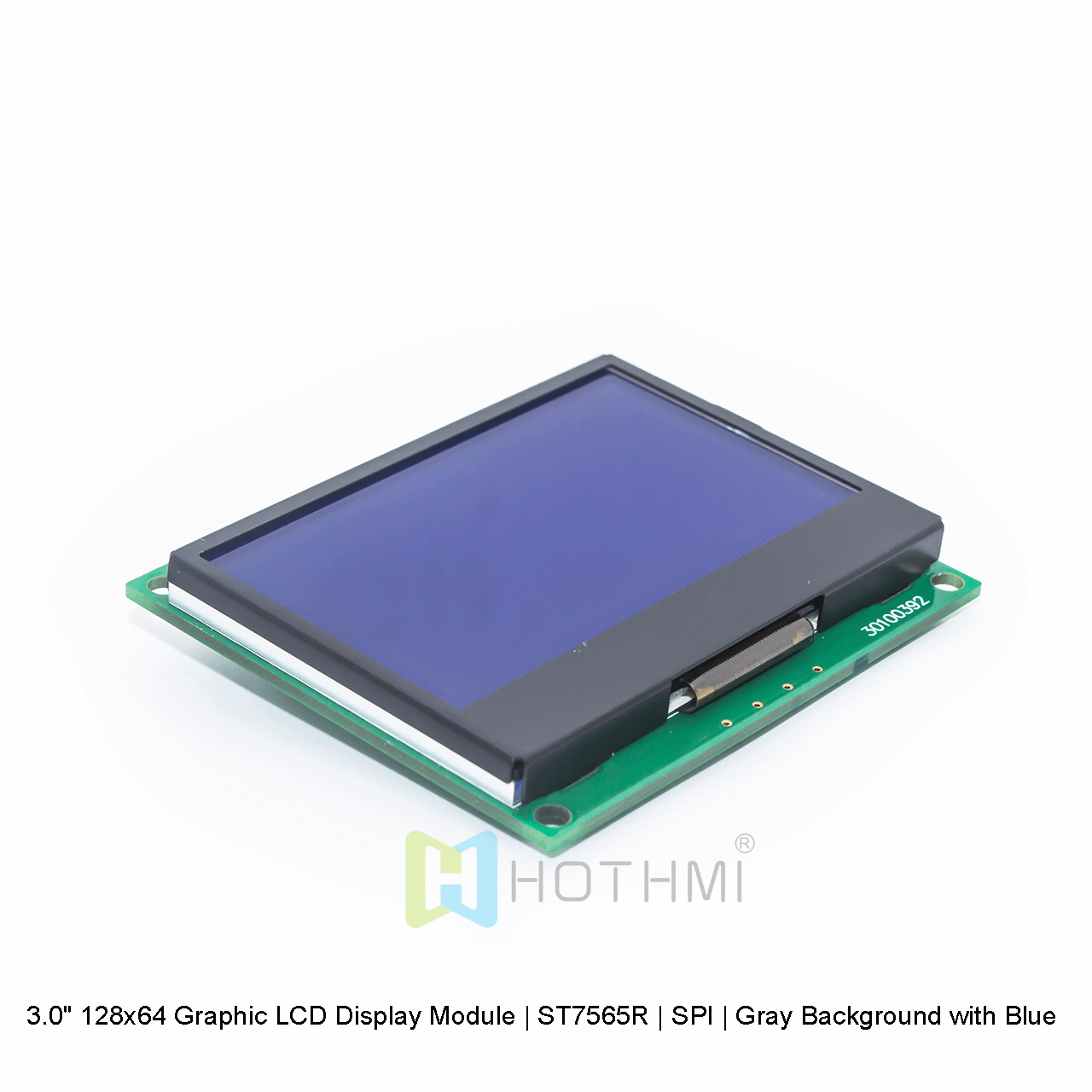 3.0" 128x64 Graphic LCD Display Module | ST7565R | SPI | Gray Background with Blue Text | STN Positive Display