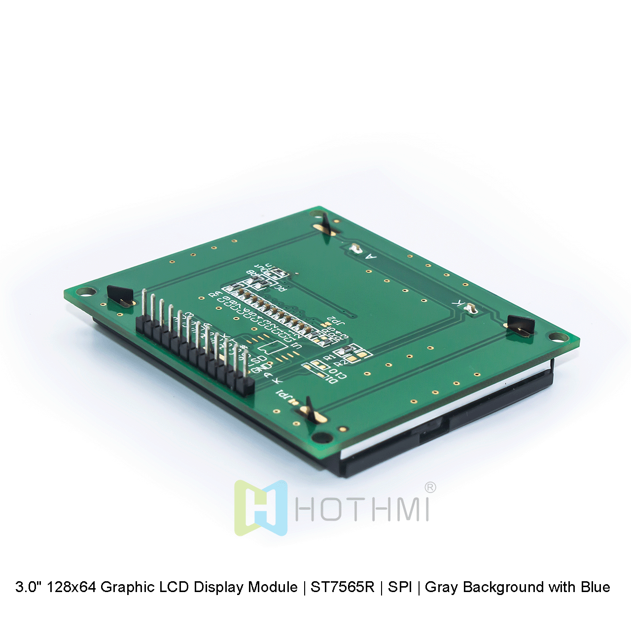 3.0" 128x64 Graphic LCD Display Module | ST7565R | SPI | Gray Background with Blue Text | STN Positive Display
