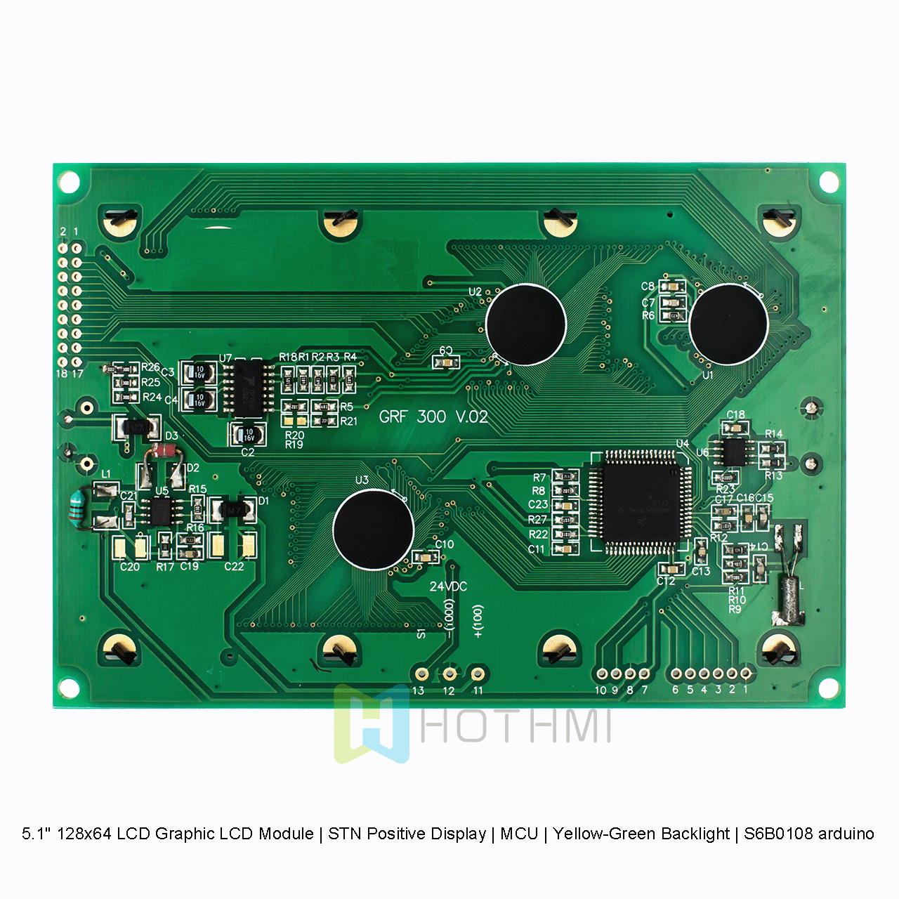 5.1" 128x64 LCD Graphic LCD Module | STN Positive Display | MCU | Yellow-Green Backlight | S6B0108 arduino