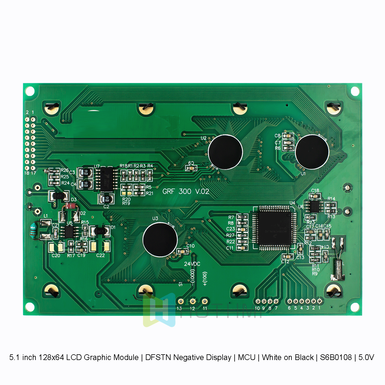 5.1" 128 x 64 Graphic LCD Module | Blue Pixels on Gray Background S6B0108
