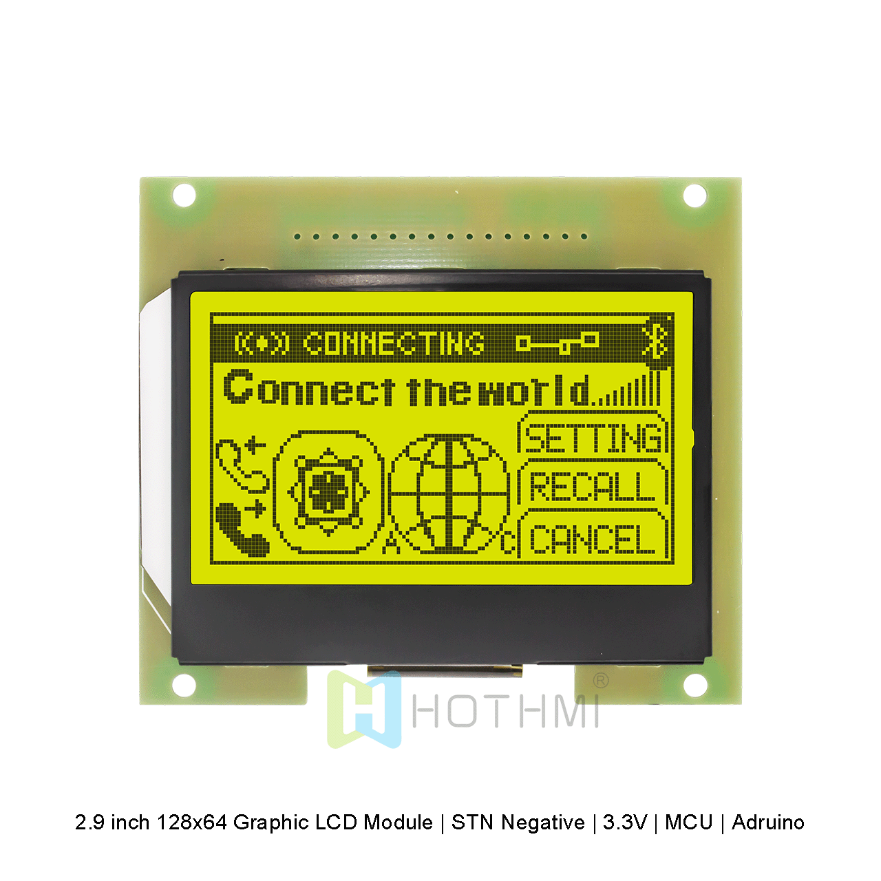 2.9 inch 128x64 Graphic LCD Module | STN Positive | 3.3V | MCU | Arduino