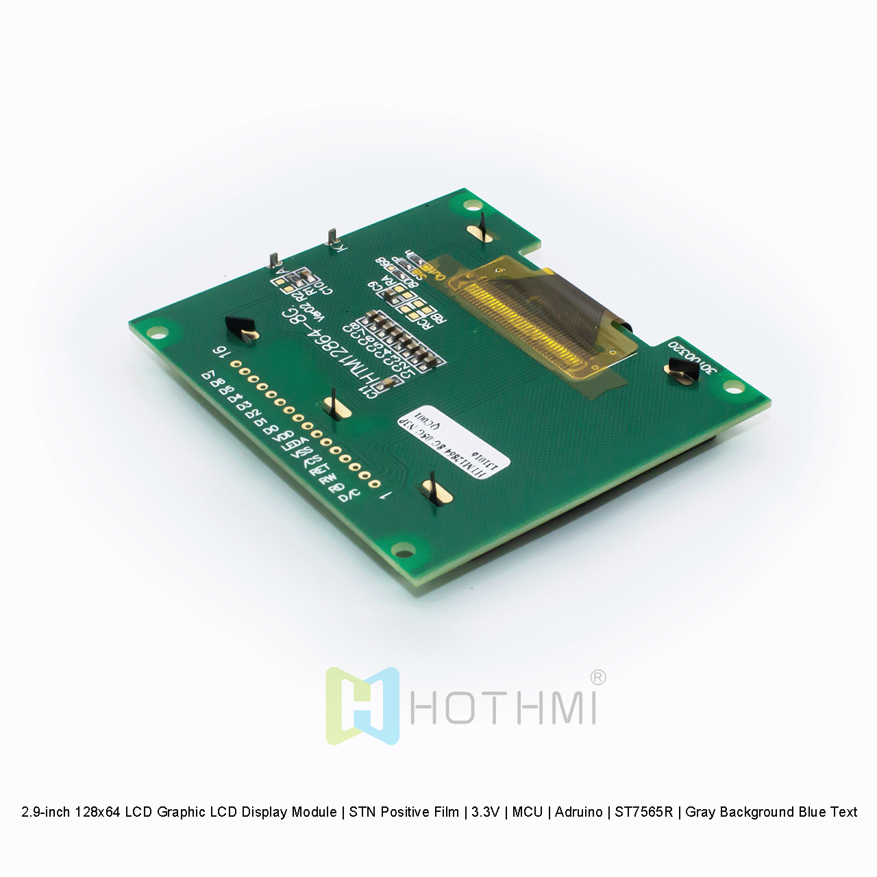 2.9-inch 128x64 LCD Graphic LCD Display Module | STN Positive Film | 3.3V | MCU | Arduino | ST7565R | Gray Background Blue Text