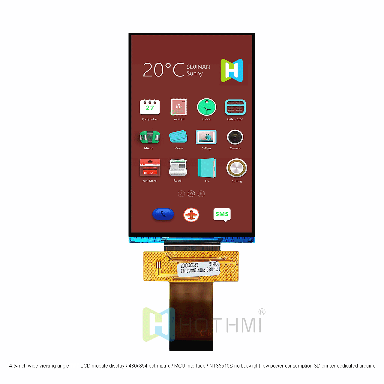4.5 Inch TFT LCD Display | 480x854  With MCU Interface NT35510S Controller
