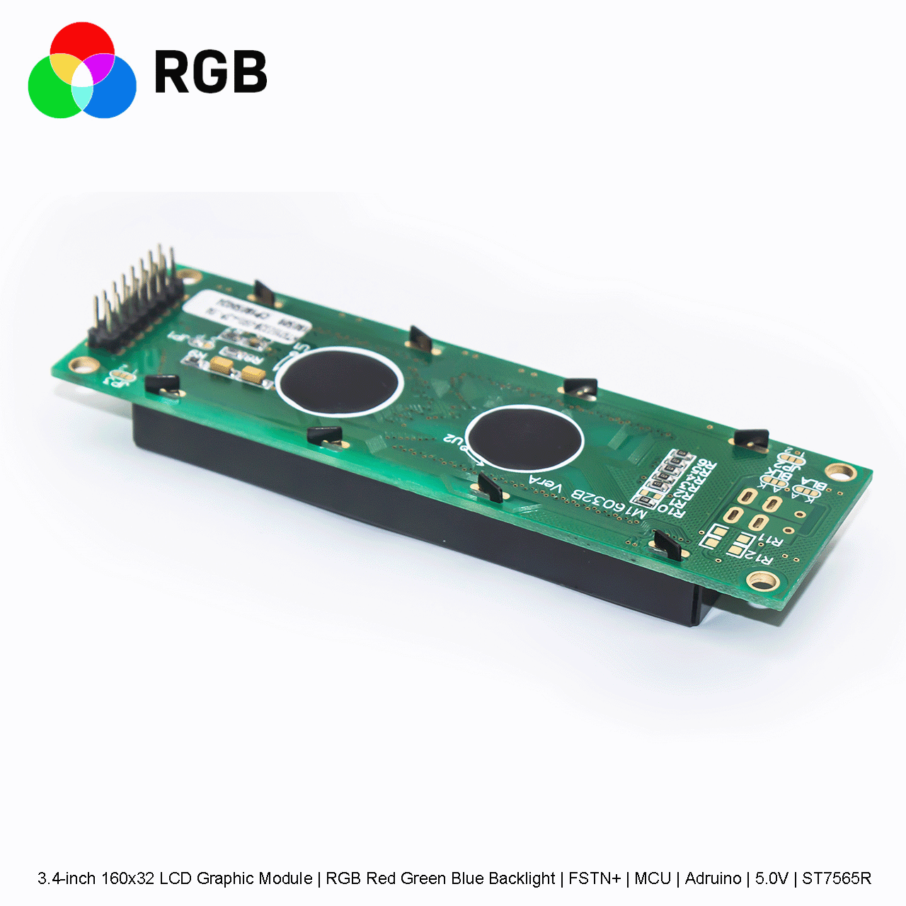 3.4-inch 160x32 LCD Graphic Module | RGB Red Green Blue Backlight | FSTN+ | MCU | Arduino | 5.0V | ST7565R