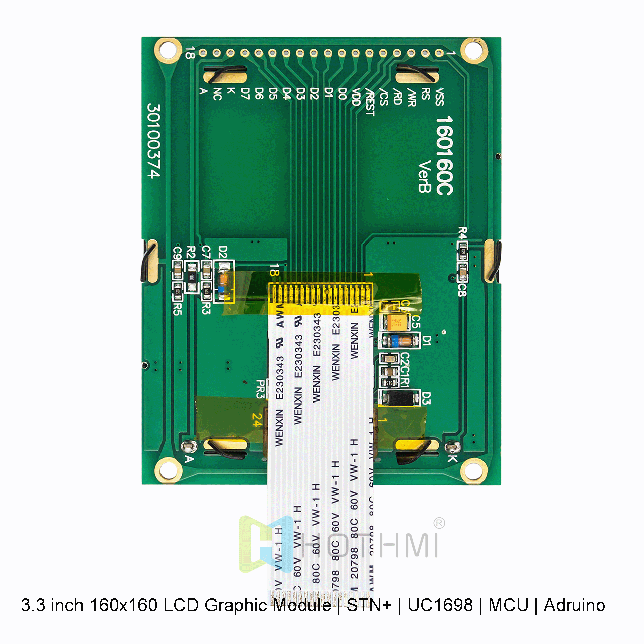 3.3 inch 160x160 LCD Graphic Module | STN+ | UC1698 | MCU | Arduino