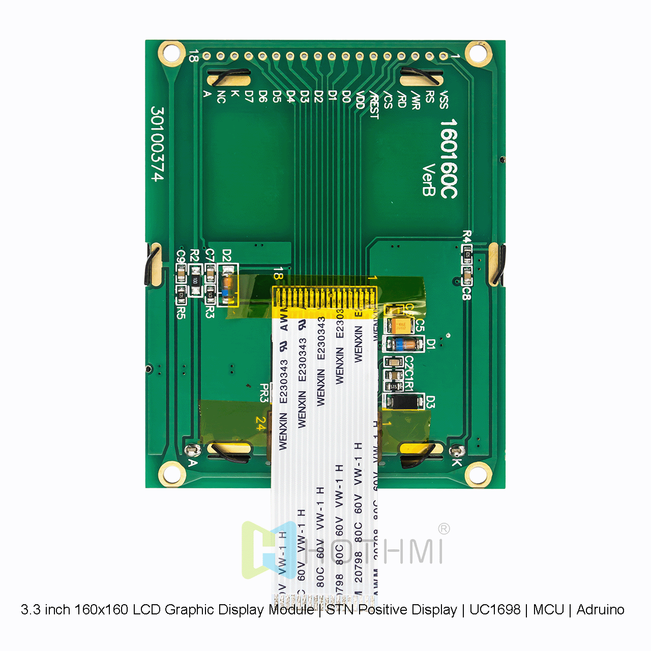 3.3 inch 160x160 LCD Graphic Display Module | STN Positive Display | UC1698 | MCU | Arduino