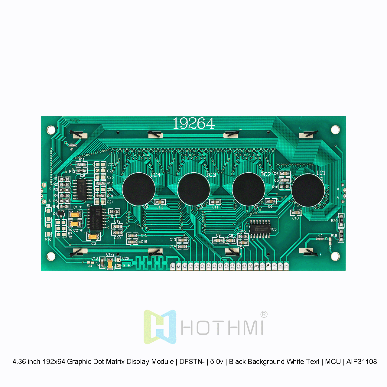4.36 inch 192x64 Graphic Dot Matrix Display Module | DFSTN- | 5.0v | Black Background White Text | MCU | AIP31108