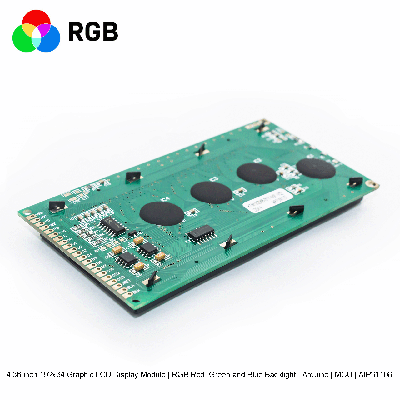4.36 inch 192x64 Graphic LCD Display Module | RGB Red, Green and Blue Backlight | Arduino | MCU | AIP31108