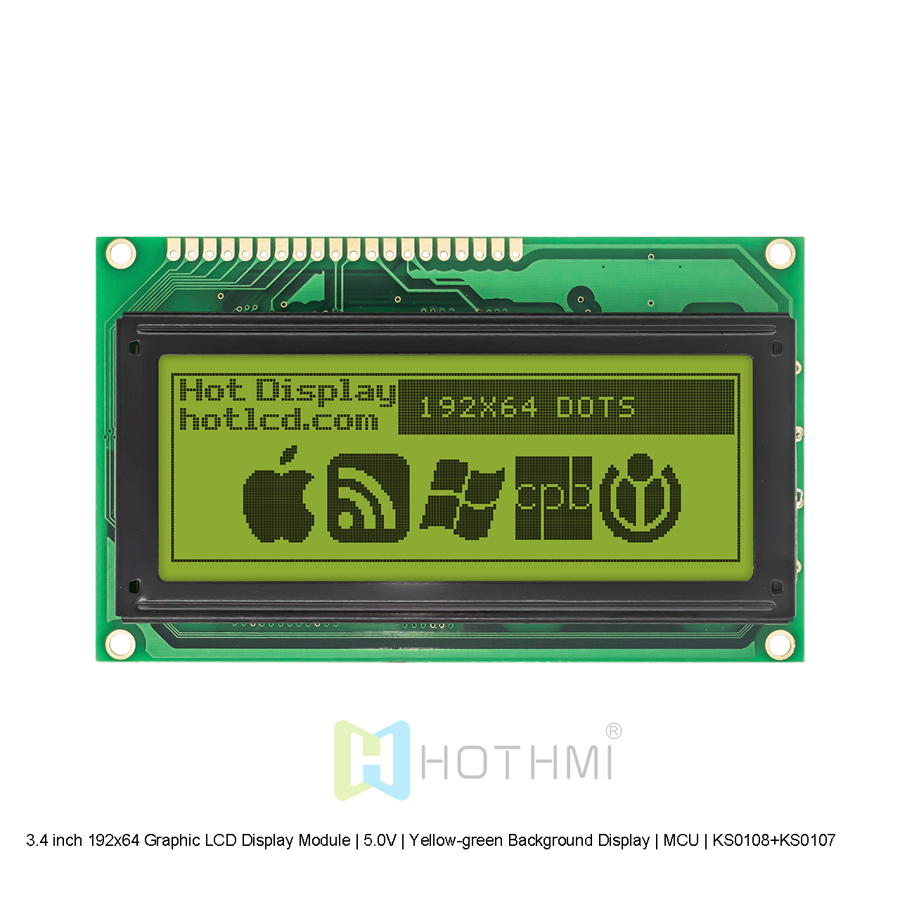 3.4 Inch 192x64 Graphic LCD Module | Yellow-Green Display