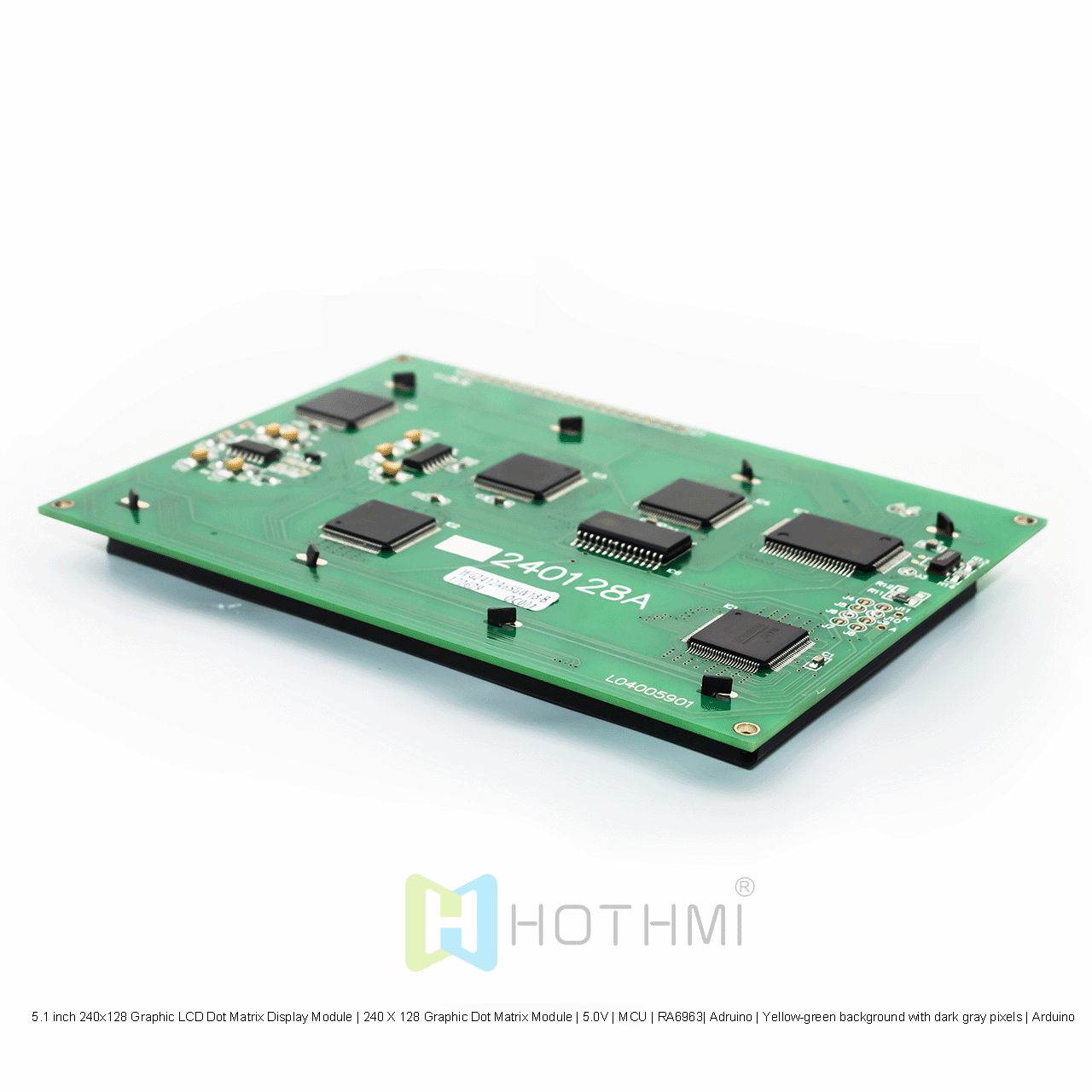 5.1 inch 240x128 Graphic LCD Dot Matrix Display Module | 240 X 128 Graphic Dot Matrix Module | 5.0V | MCU | RA6963| Arduino | Yellow-green background with dark gray pixels | Arduino
